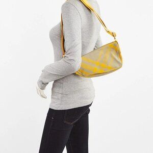 Burberry Yellow Check Nylon Shield Crossbody Bag